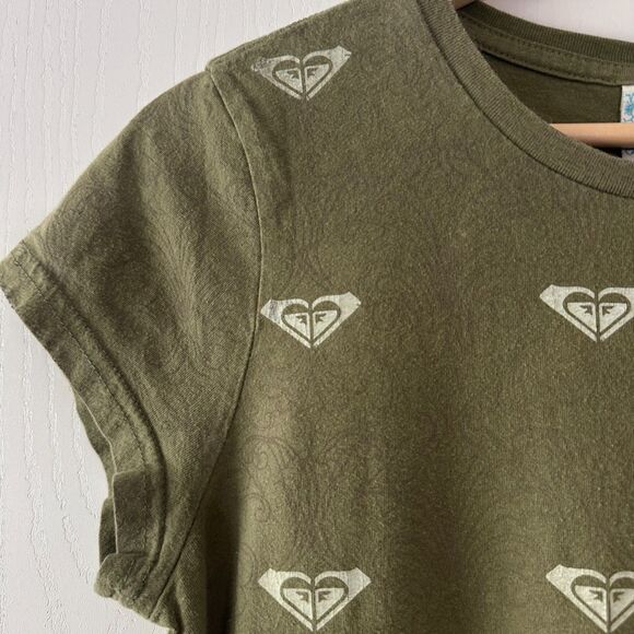 Y2K Roxy Womens All Over Logo Print Baby Tee Shirt Grunge Made in USA Size Large - Picture 3 of 7